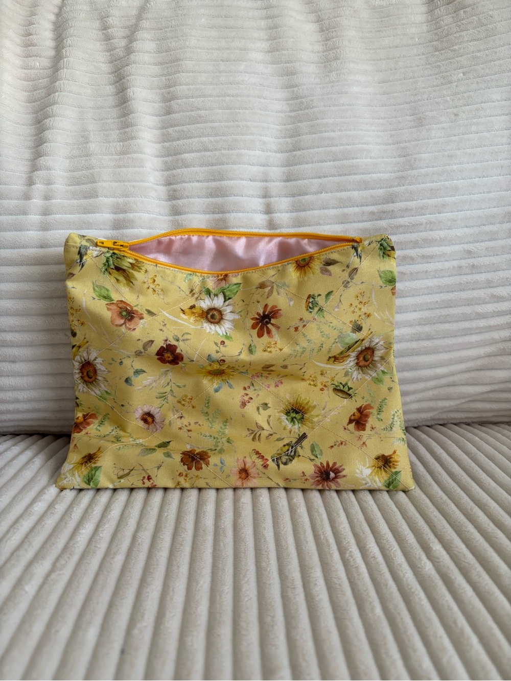 Homemade Yellow Floral Zip Pouch